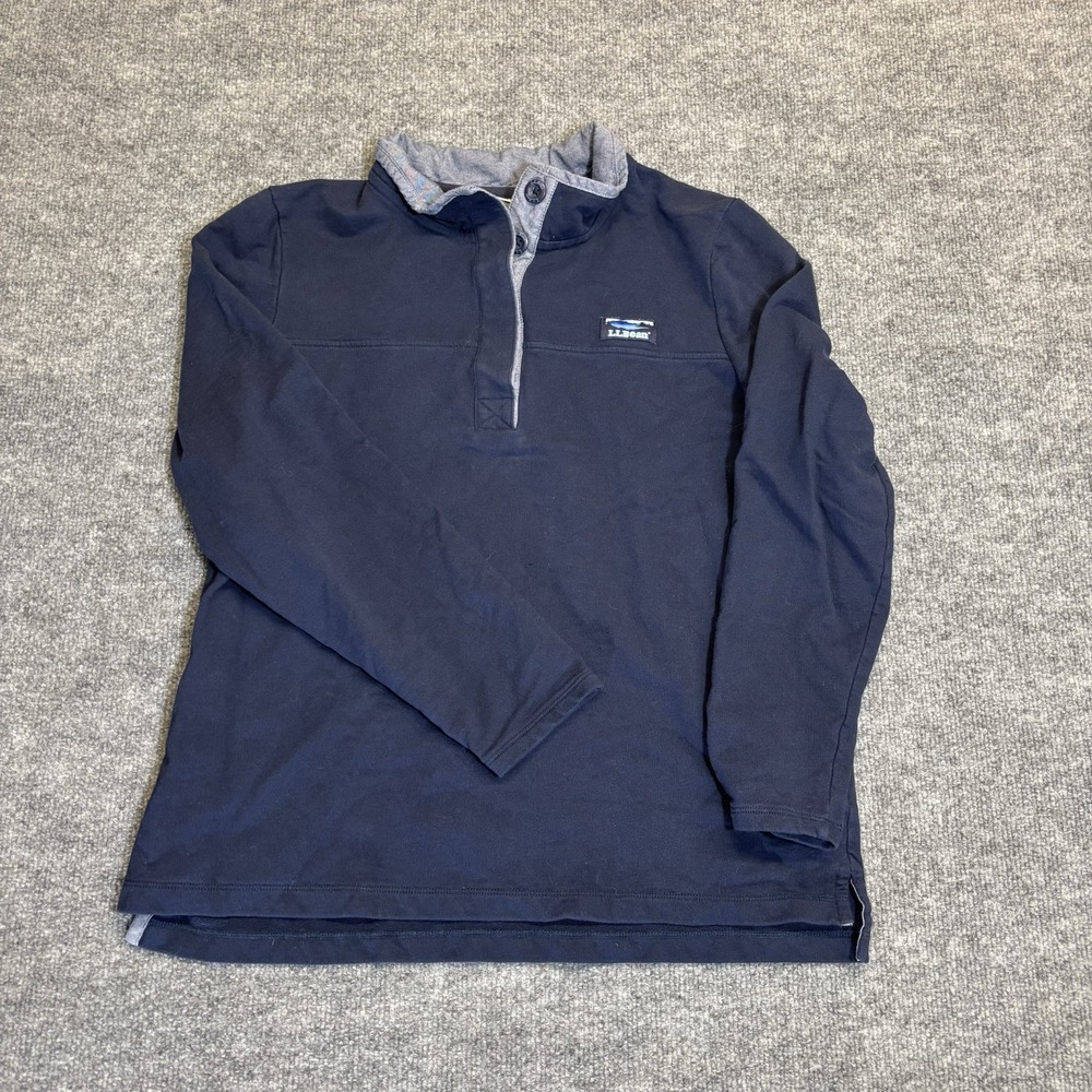 LLBean Soft Cotton Rugby Shirt 1/4 Button Up Henley Pullover Top Womens Large